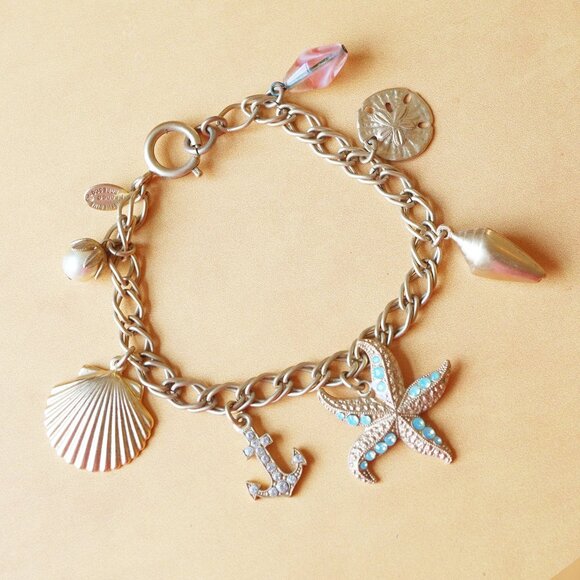 Vintage Catherine Popesco France Ocean Charm Bracelet – Starfish, Shell & Anchor - Picture 1 of 4
